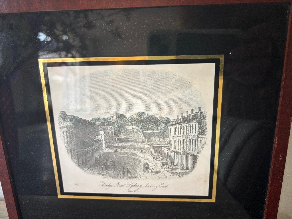 Ingelijst tekening van Bridge Sydney, Ophalen of Verzenden, Overige typen, Ingelijst