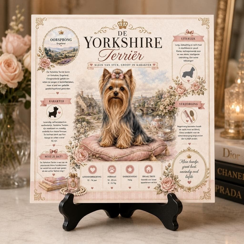 Yorkshire Terrier - Infographic Tegel, Ophalen of Verzenden, Nieuw