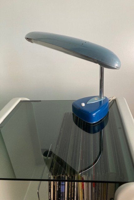 Moderne vintage zwanenhals bureaulamp, Blauw, Bureaulamp, Verstelbaar, Vintage