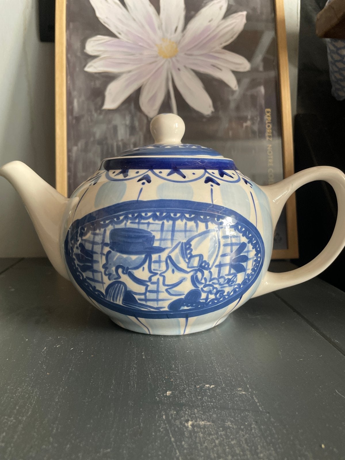 Oude Amsterdamse porseleinen theepot met suikerpot, Ophalen