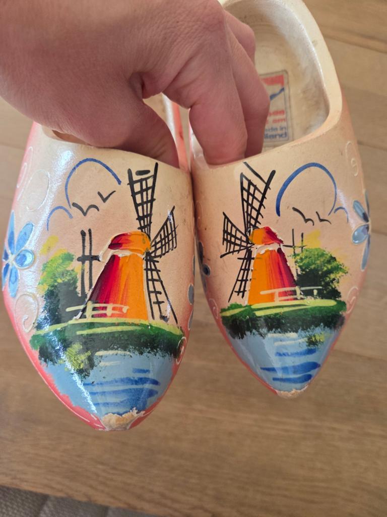 Vintage Houten Klompen Kind Maat 25-26 - Handgeschilderd, Kinderen en Baby's, Ophalen of Verzenden, Gebruikt