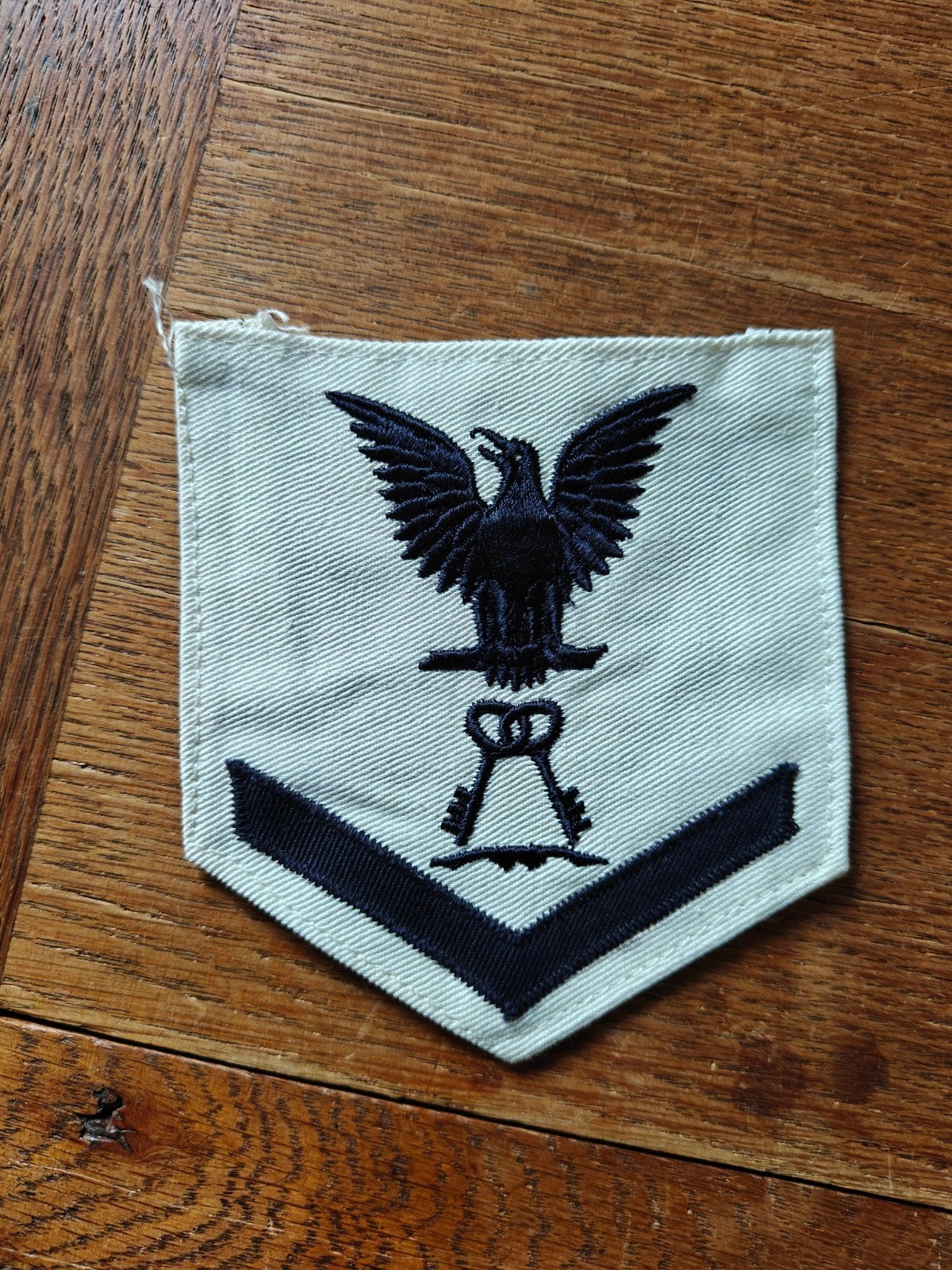 Navy rang patch wit 14, Ophalen of Verzenden, Marine, Nederland, Embleem of Badge