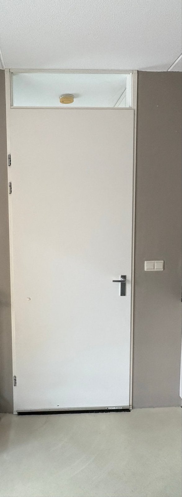 Witte binnendeur met bovenlicht en klink incl. opdek kozijn, Ophalen, Kunststof, Gebruikt, 80 tot 100 cm
