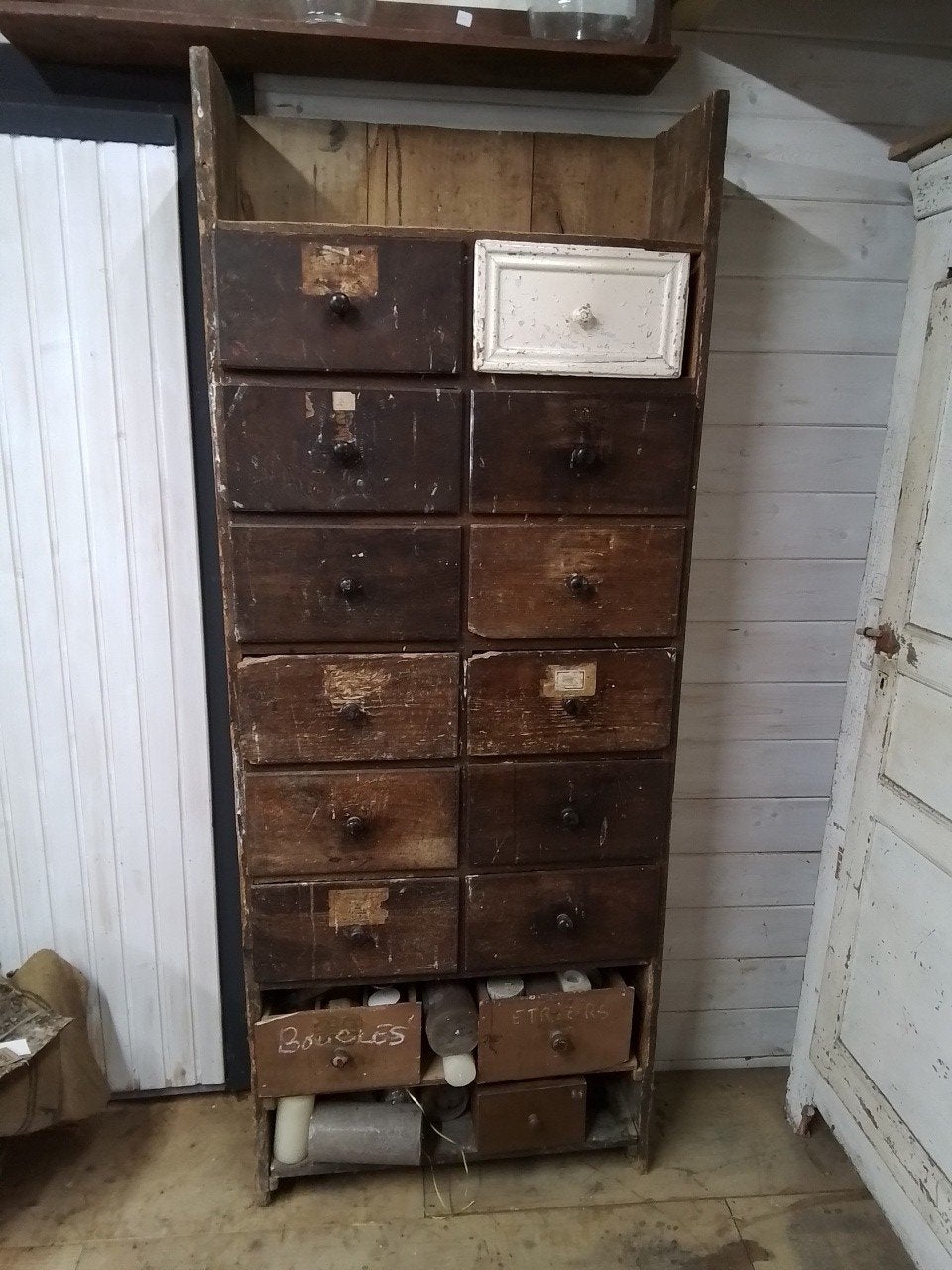 Oude vakkenkast ladenkast kast brocante houten, Ophalen