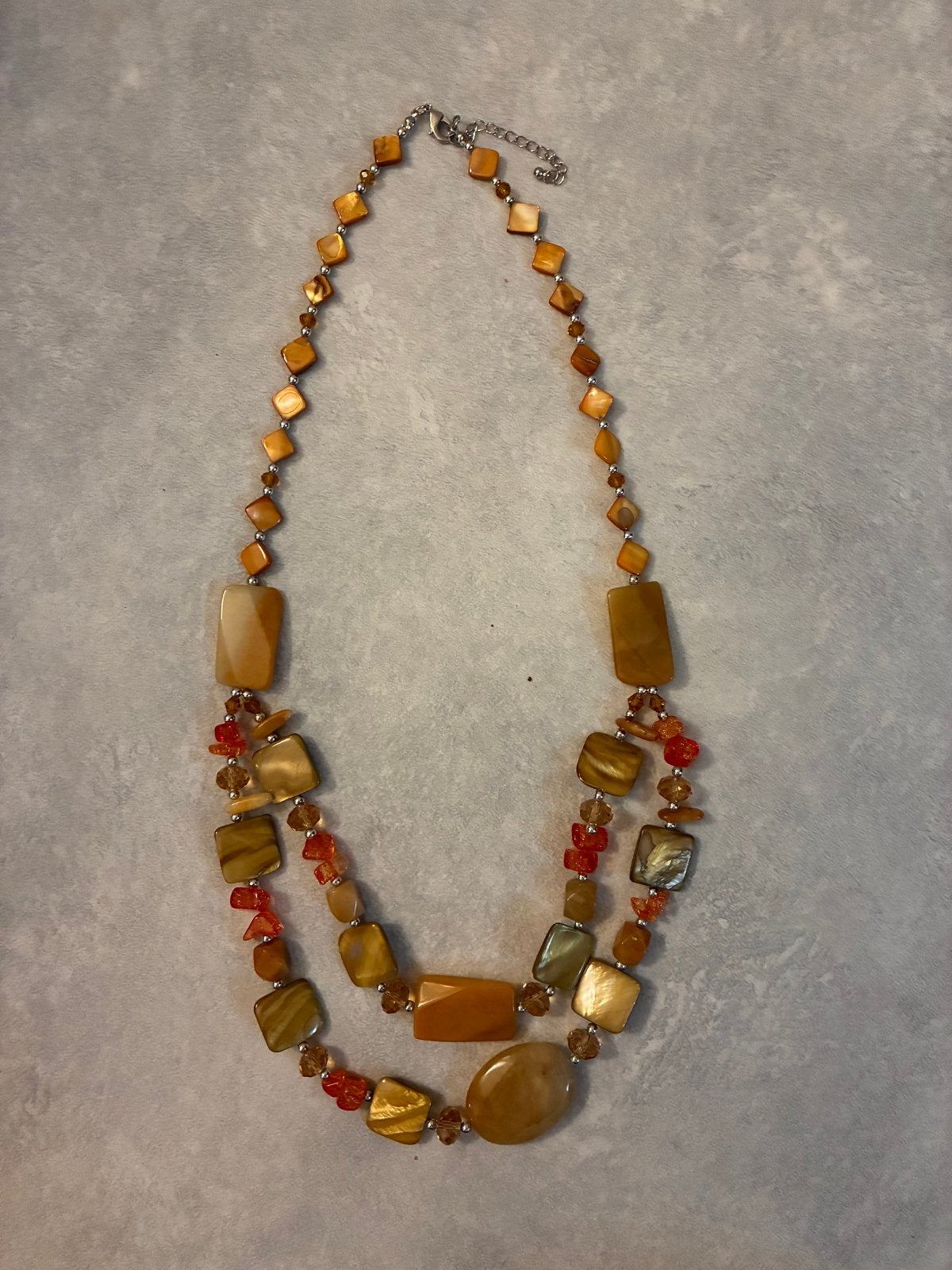 Behave Ketting met Oranje en Bruine Halfedelstenen, Oranje, Ophalen of Verzenden, Zo goed als nieuw, Steen of Mineraal
