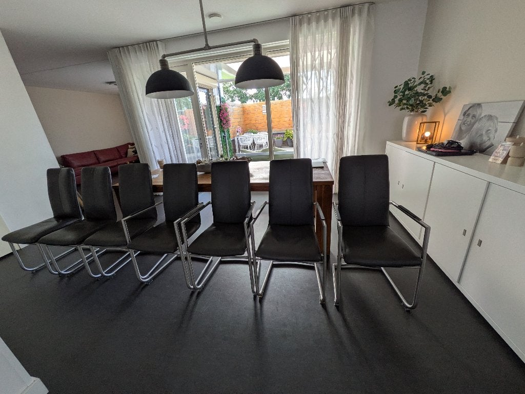 Eetkamerstoelen, Ophalen, Gebruikt, Leer, Grijs