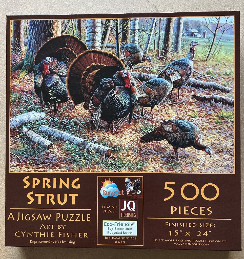 Sunsout puzzel 500 stukjes Spring Strut, Hobby en Vrije tijd, Ophalen of Verzenden, 500 t/m 1500 stukjes, Zo goed als nieuw, Legpuzzel