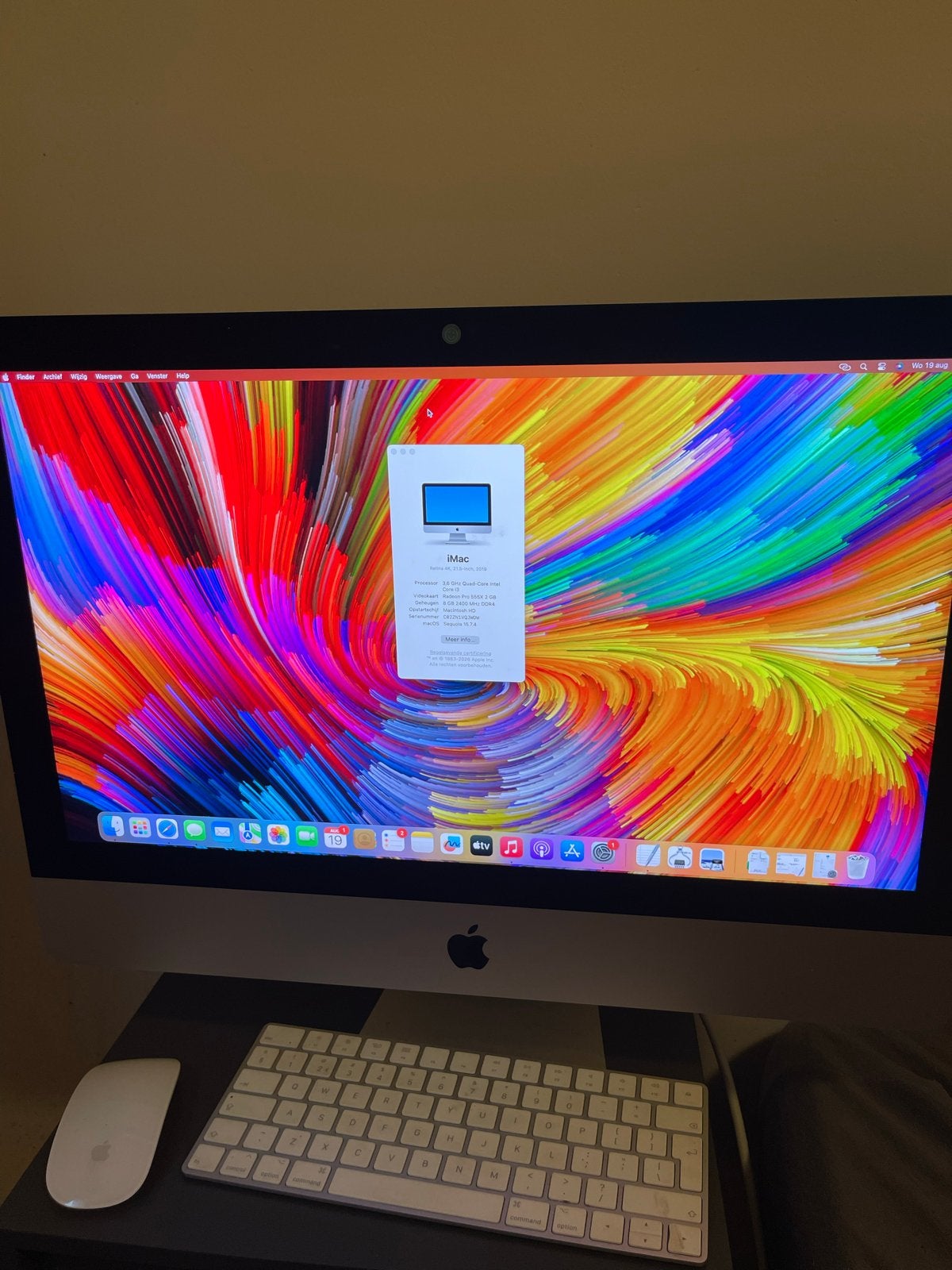 iMac Retina 4K, 21.5 inch, 2019 - 3.6 GHz Quad-Core Intel, Computers en Software, HDD en SSD, 8 GB, IMac, Ophalen of Verzenden