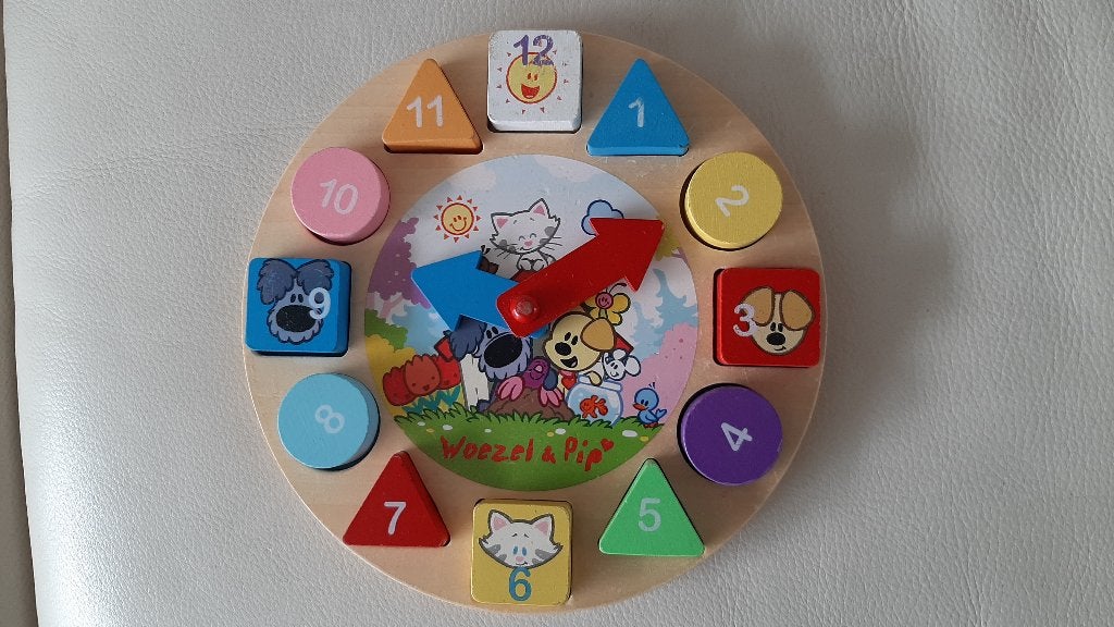 Houten klok puzzel van Woezel en Pip, Ophalen of Verzenden, Gebruikt, Overige typen