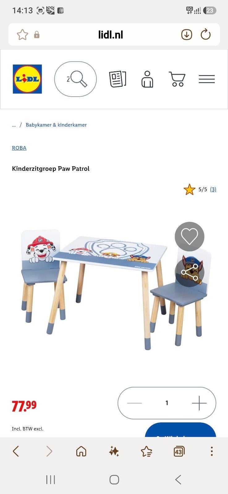 Paw Patrol - Tafel en 2 Stoelen - Nieuw in doo, Ophalen of Verzenden