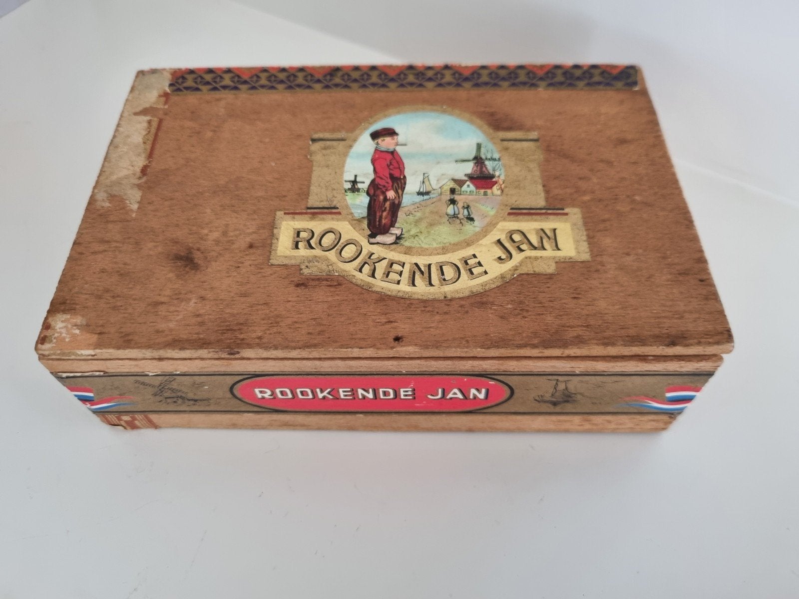 Antiek sigarendoosje Rookende Jan Volendam, Ophalen of Verzenden, Gebruikt, Tabaksdoos of Verpakking
