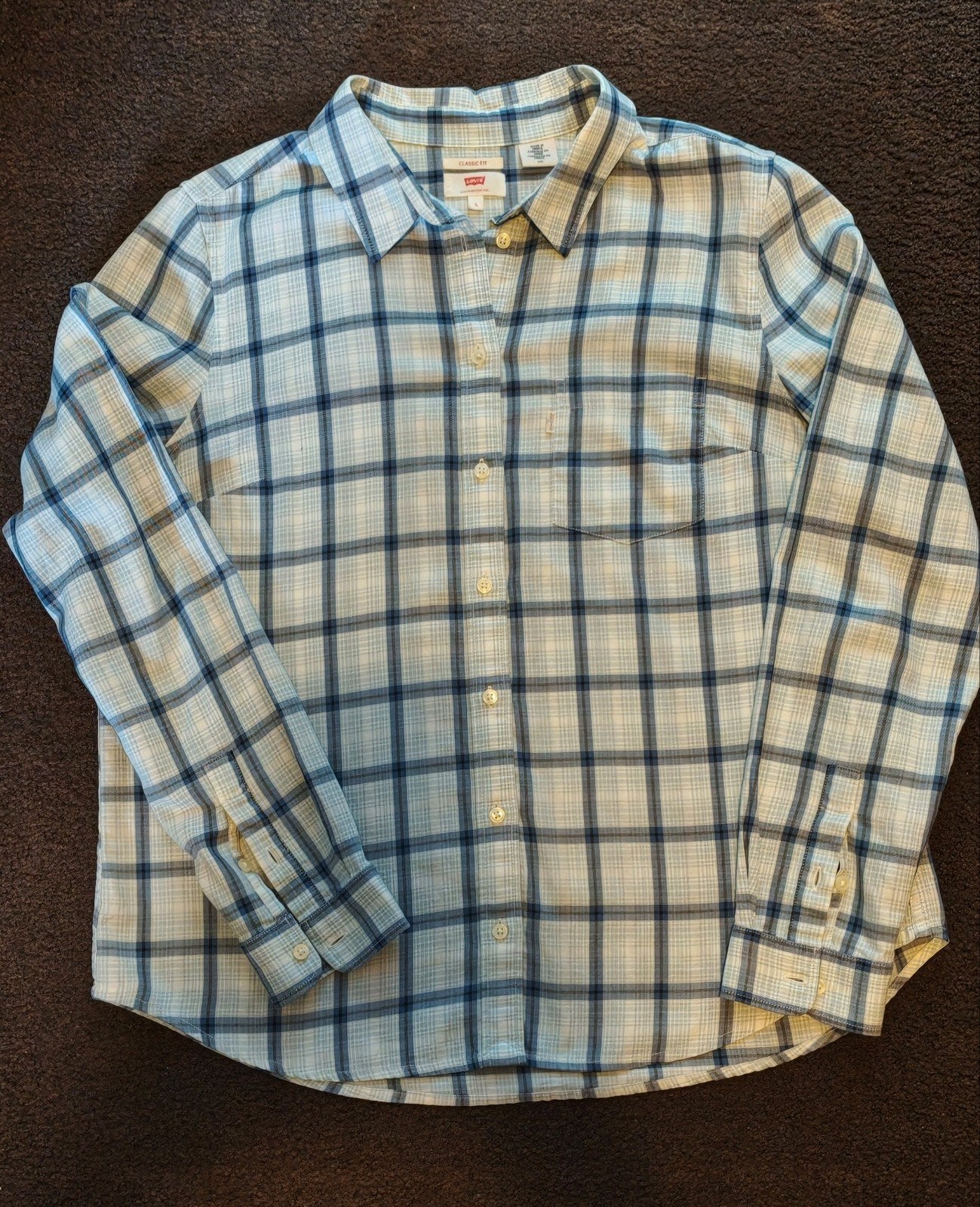 Nieuwe Levi's geruite dames bloes, lichtblauw, maat L, Kleding | Dames, Blauw, Maat 42/44 (L), Nieuw, Ophalen of Verzenden