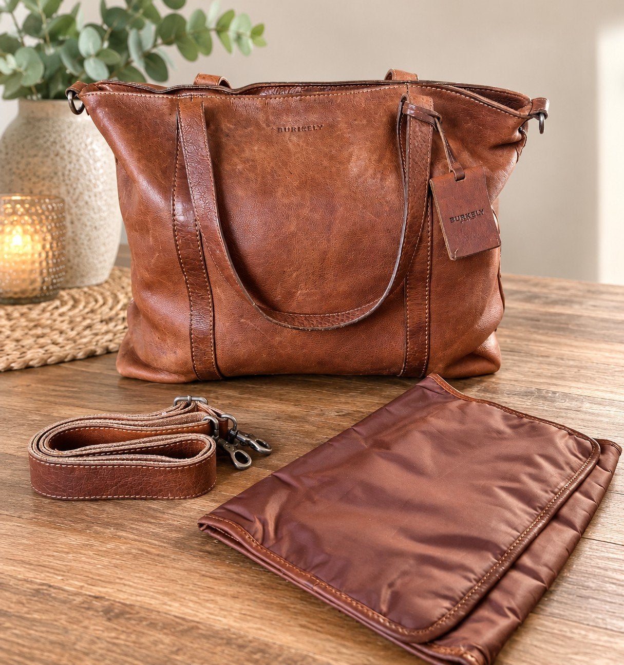 Burkely Leren Luiertas / Laptoptas – Cognac, Ophalen of Verzenden, Zo goed als nieuw, Overige typen