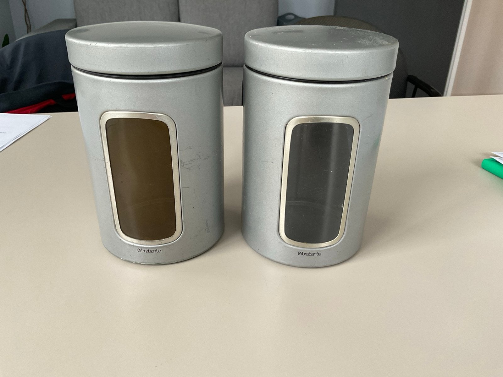Brabantia voorraadpotten - set van 2, Gebruikt, Zilver, Ophalen of Verzenden, Voorraadpot