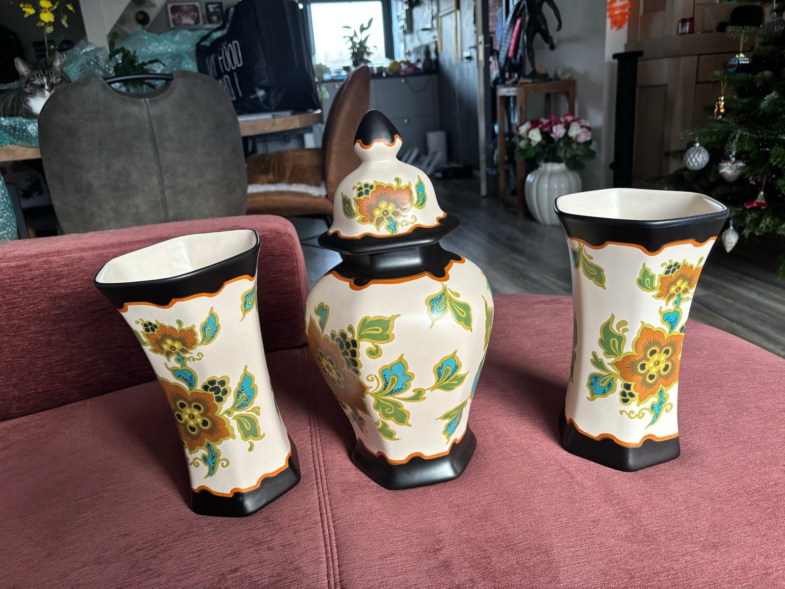 Set van 3 Modica Gouda-Plateel vazen, Antiek en Kunst, Antiek | Vazen, Ophalen of Verzenden
