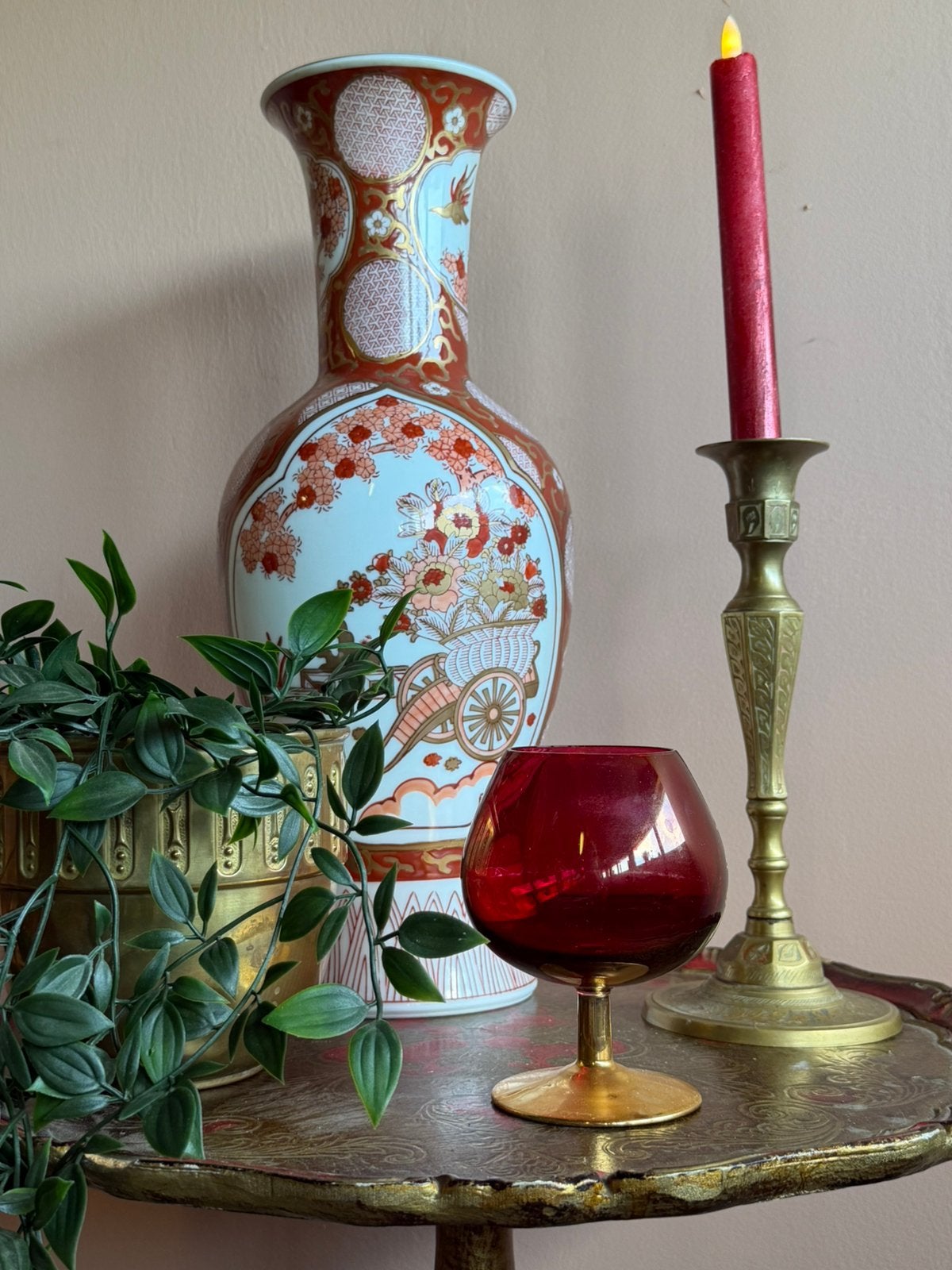 intage Florentijns Wijntafeltje – Handbeschilderd Italiaans, Minder dan 55 cm, Gebruikt, Hout, Ophalen