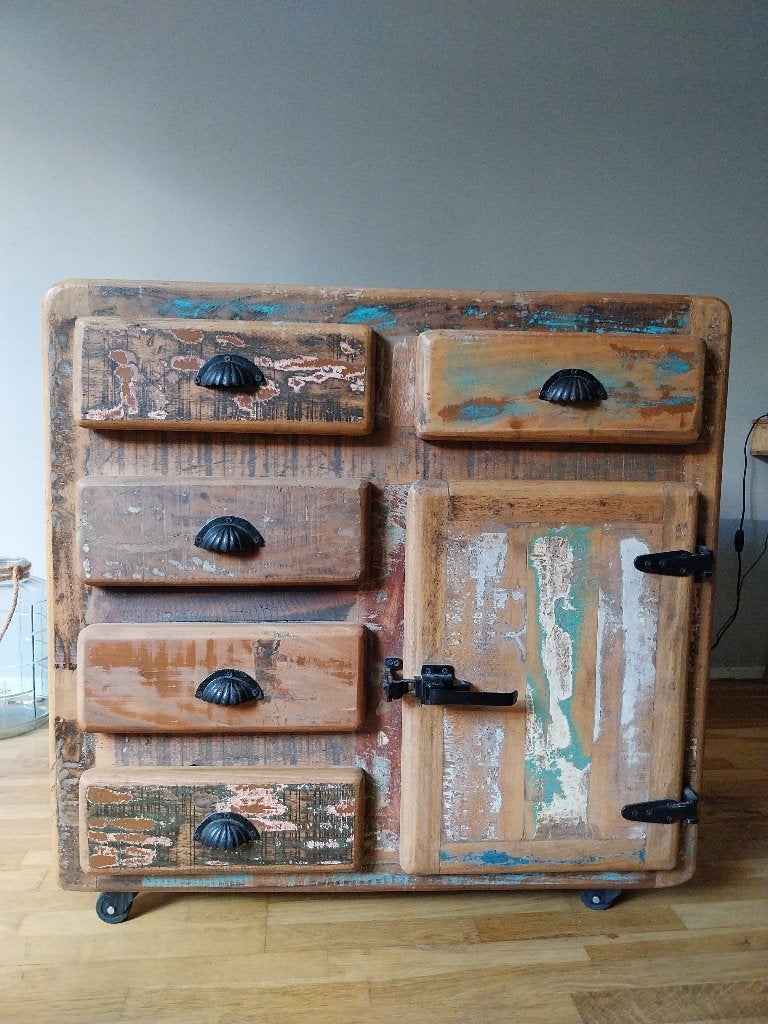 Unieke handgemaakte kast De Bommel Meubelen, Ophalen, Gebruikt, Met lade(s), Eikenhout