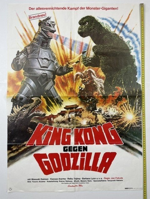 poster King Kong gegen Godzilla 1974, Ophalen of Verzenden, Zo goed als nieuw, A1 t/m A3, Film en Tv