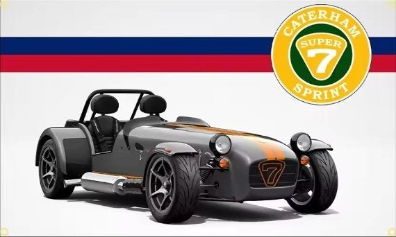 CATERHAM SUPER 7 BANNER 60X89 CM MET BEVESTIGGINGS OGEN, Ophalen of Verzenden, Nieuw, Oldtimer onderdelen, Bumper