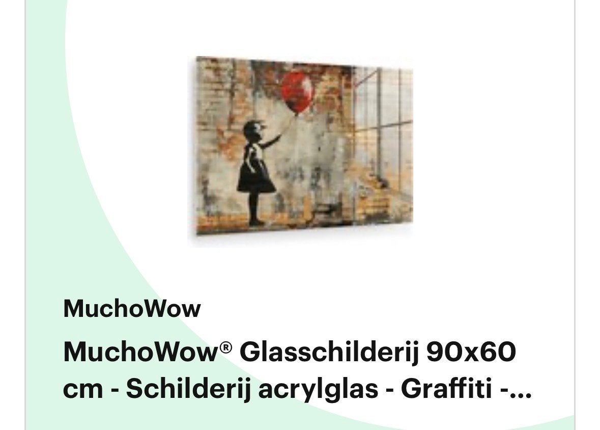 Banksy Meisje met Ballon Acrylglas Schilderij 90x60 cm, Figuren, Kunststof, Print, Ophalen