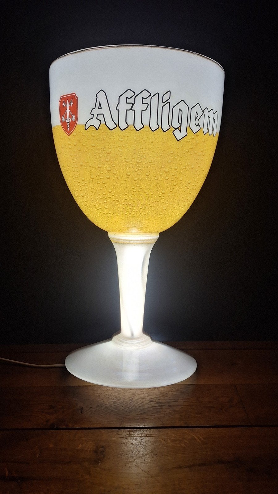 Uniek groot Affligem Bierglas lichtbak Verlichting, Verzamelen, Ophalen of Verzenden, Gebruikt, Reclamebord, Plaat of Schild, Overige merken