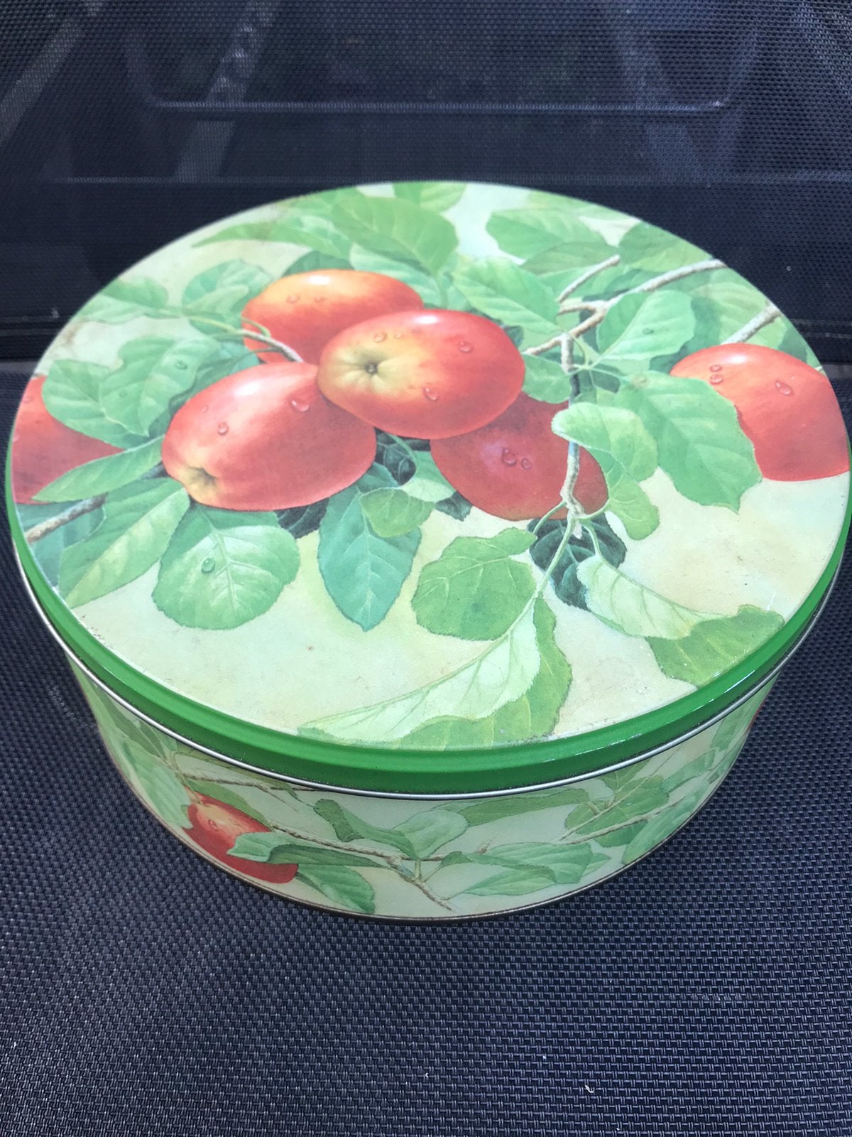 Grote ronde SIA trommel met appels  🍎, Verzamelen, Blikken, Ophalen of Verzenden, Gebruikt, Overige