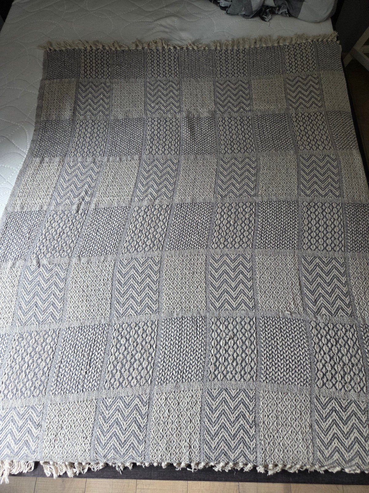 Bloomingville plaid/sprei grijs/beige, Ophalen, Overige merken, Met print, Zo goed als nieuw