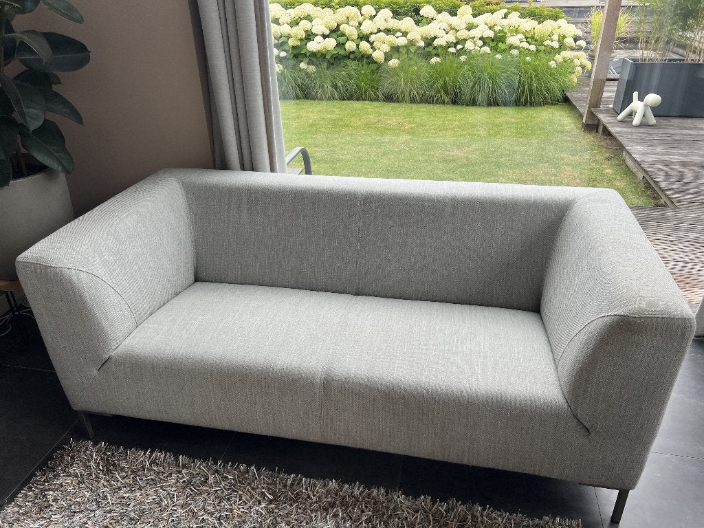 Te koop:  Montel bank 2 1/2 zits grijs-beige, Huis en Inrichting, Ophalen, Overige maten, 150 tot 200 cm, 75 tot 100 cm