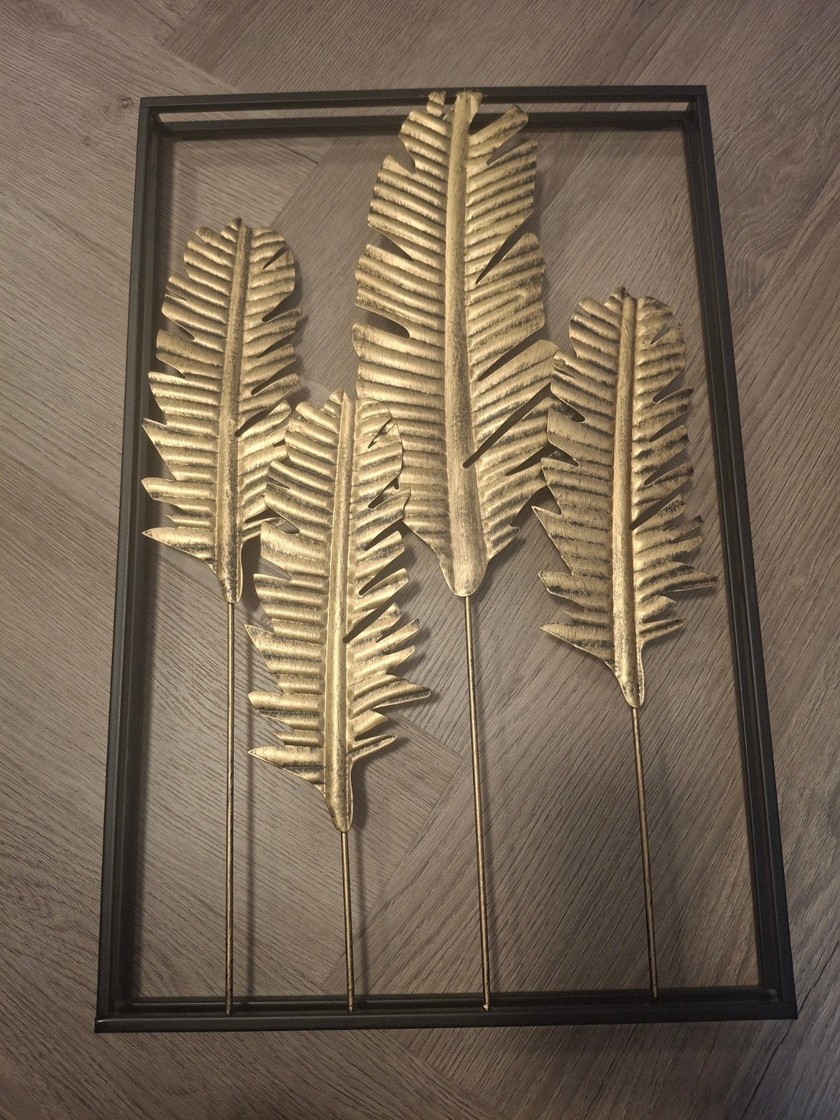 Grote wanddecoratie met gouden bladeren - Action, Metaal, Decoratieobject, Ophalen of Verzenden, Goud