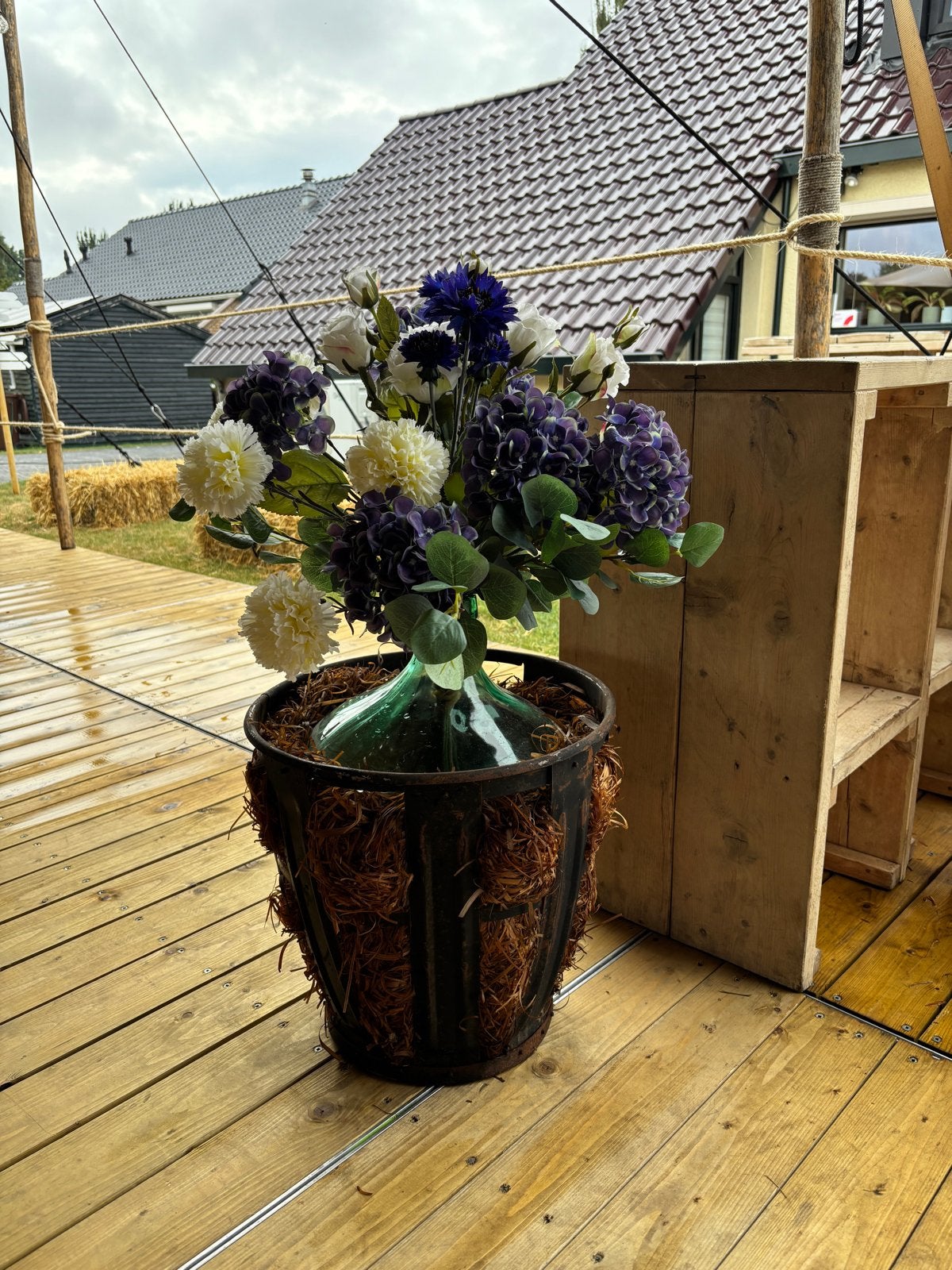 XXL 6x bloemvazen ~ Kunstbloemen ~ Bruiloft ~ Gistflessen, Ophalen, Blauw, Glas, Landelijk