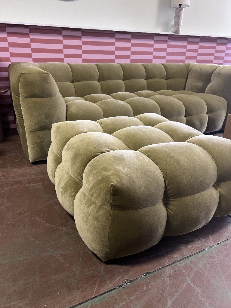 NK Bubbel Pistache bank + hocker | Van €4299, nu, Huis en Inrichting, Banken | Bankstellen, NK, NK, Nieuw, Ophalen of Verzenden