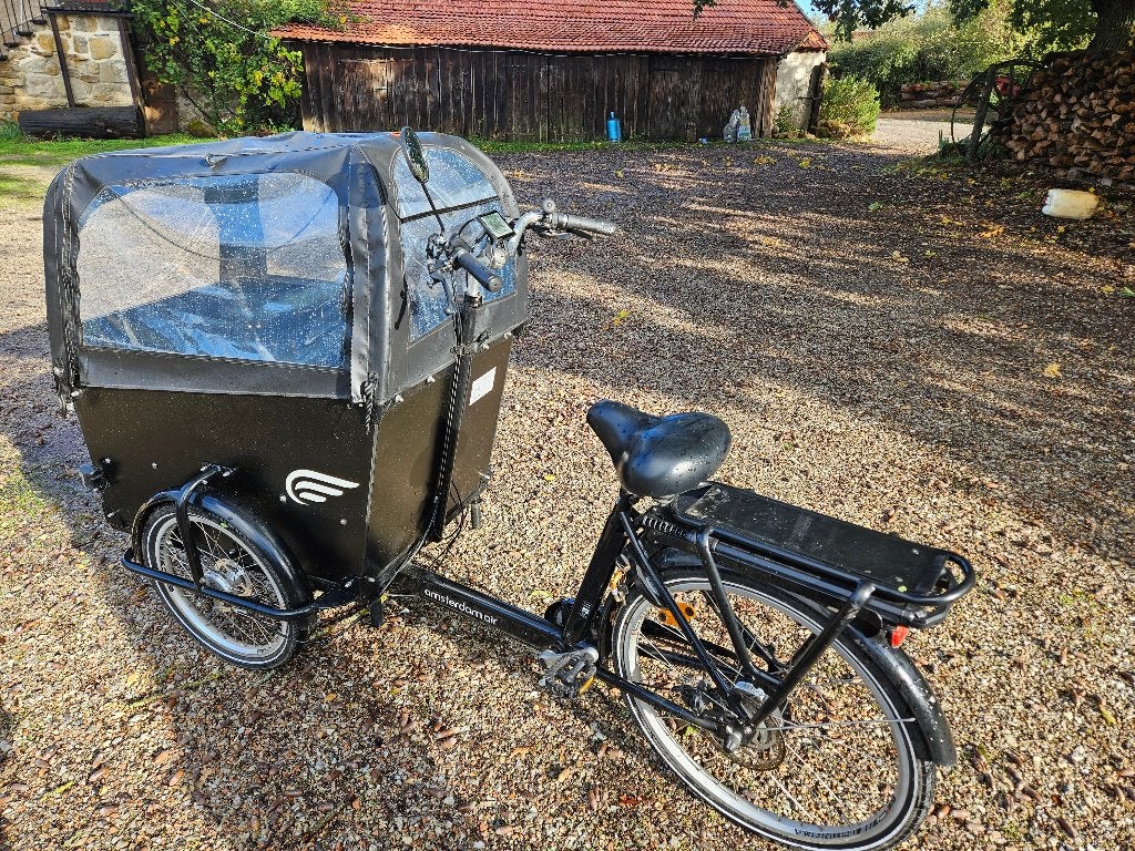 Amsterdam Air bakfiets met huif, Fietsen en Brommers, Ophalen, Gebruikt, 2 kinderen, Elektrisch