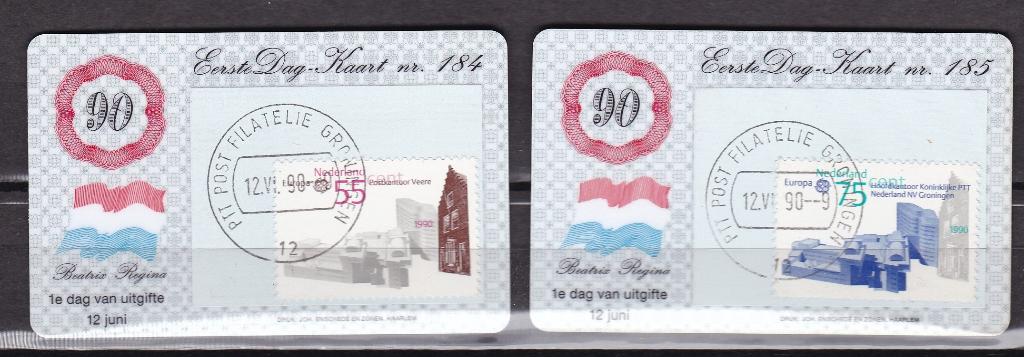 Nederland Eerste Dag Kaartjes EDK nr. 184-185, Postzegels en Munten, Postzegels | Eerstedagenveloppen, Ophalen of Verzenden, Onbeschreven