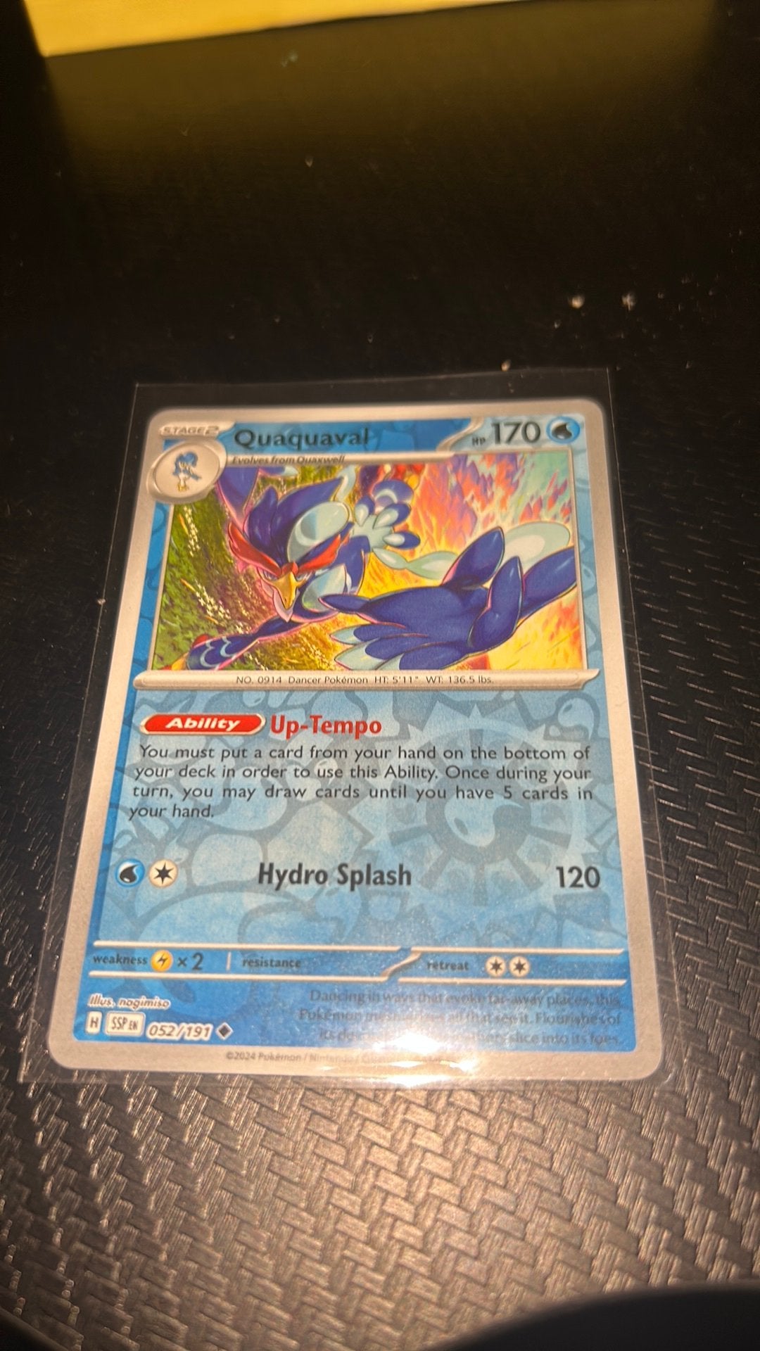 Quaquaval holo pokemon kaart, Ophalen of Verzenden, Zo goed als nieuw