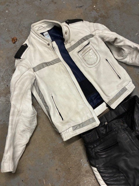 politie kleuren motorbroek politie kleuren motorjack, Ophalen of Verzenden, Tweedehands, Heren, Broek | textiel