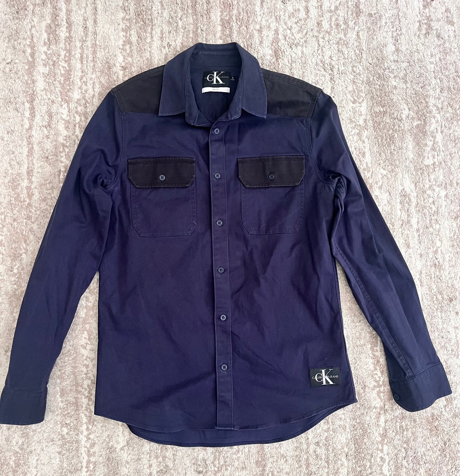 Calvin Klein shirt origineel!, Ophalen of Verzenden, Zo goed als nieuw, Blauw, Halswijdte 41/42 (L)