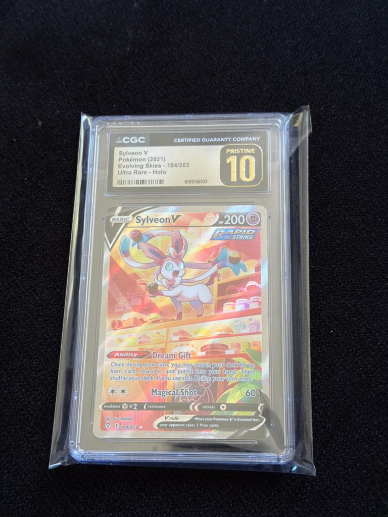 Sylveon V Evolving Skies 184/203 CGC 10 Pristine Pokémon, Ophalen of Verzenden, Nieuw, Losse kaart, Foil