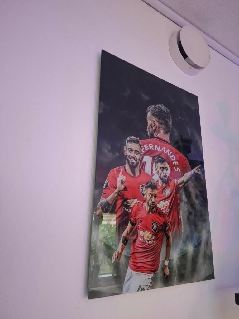 Glasschilderij Bruno Fernandes Manchester United, Ophalen, 40 cm, Schilderij, Meerkleurig