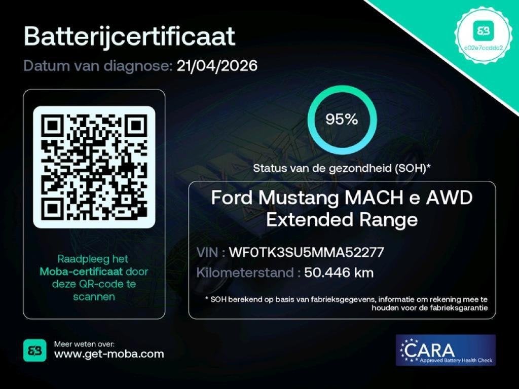 Ford Mustang Mach-E Mach-E 98kWh SOH 95% PANO Extended Range, Auto's, Automaat, 98 kWh, Gebruikt, 133 min