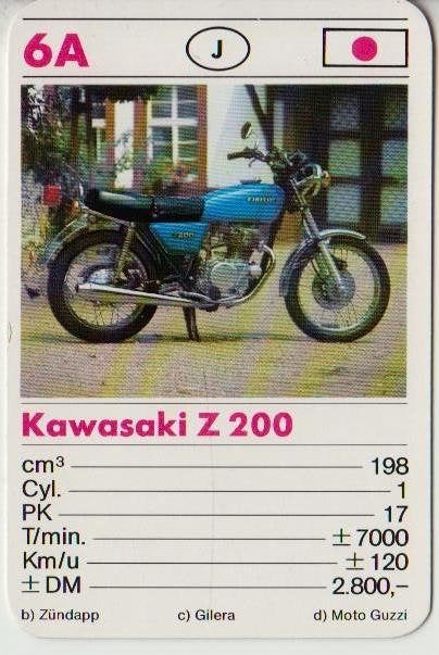 6a motorkaartje kawasaki z 200, Ophalen of Verzenden, Zo goed als nieuw, Auto's