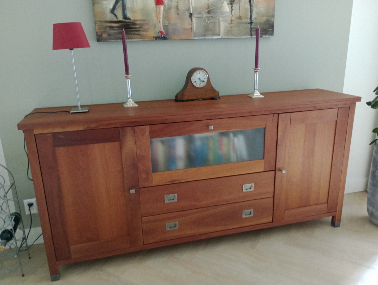Dressoir kersenhout, Ophalen, Glas, Gebruikt, 150 tot 200 cm