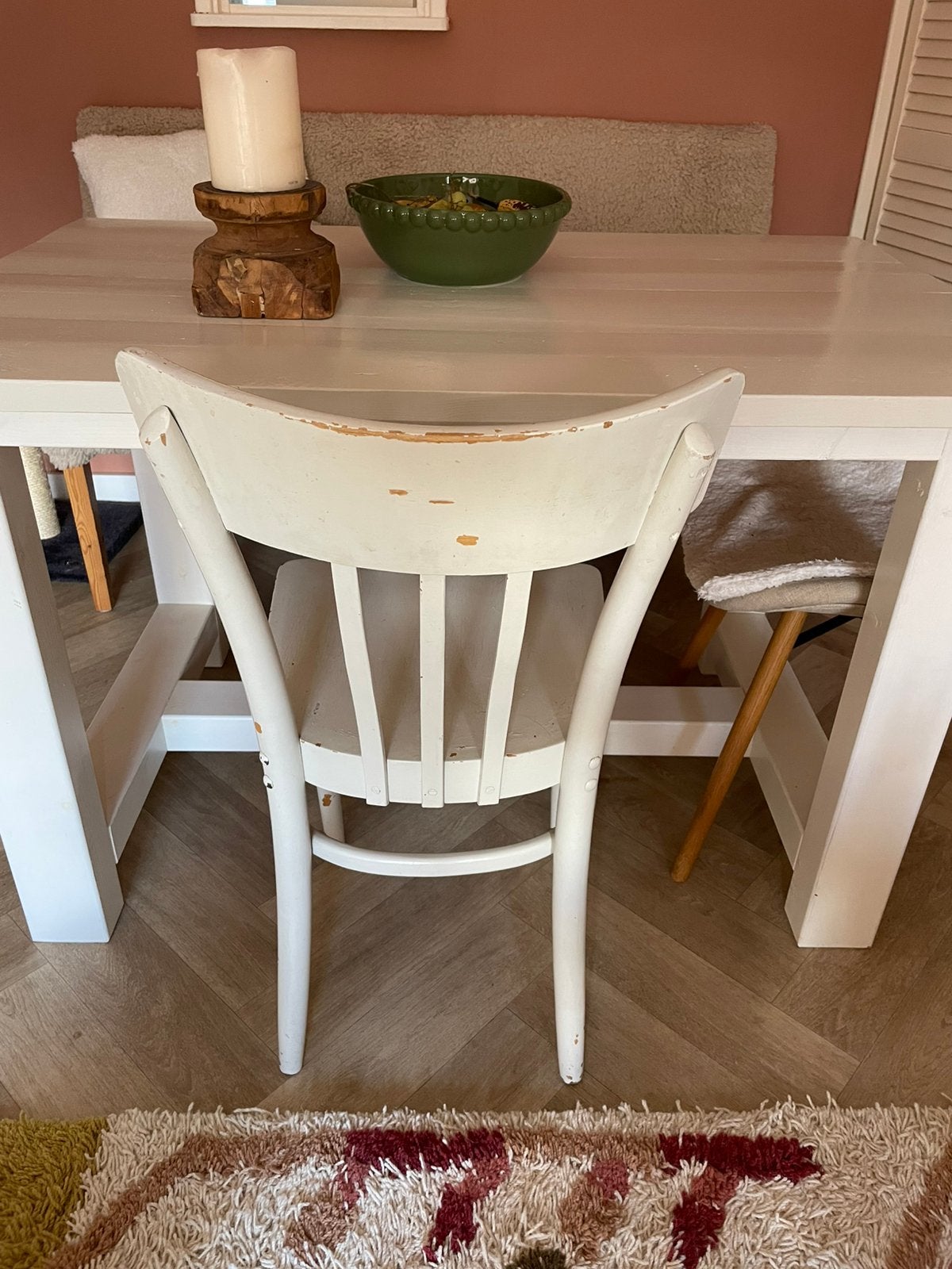 Brocante eettafel stoel, Huis en Inrichting, Ophalen, Wit, Brocante landelijk, Zo goed als nieuw