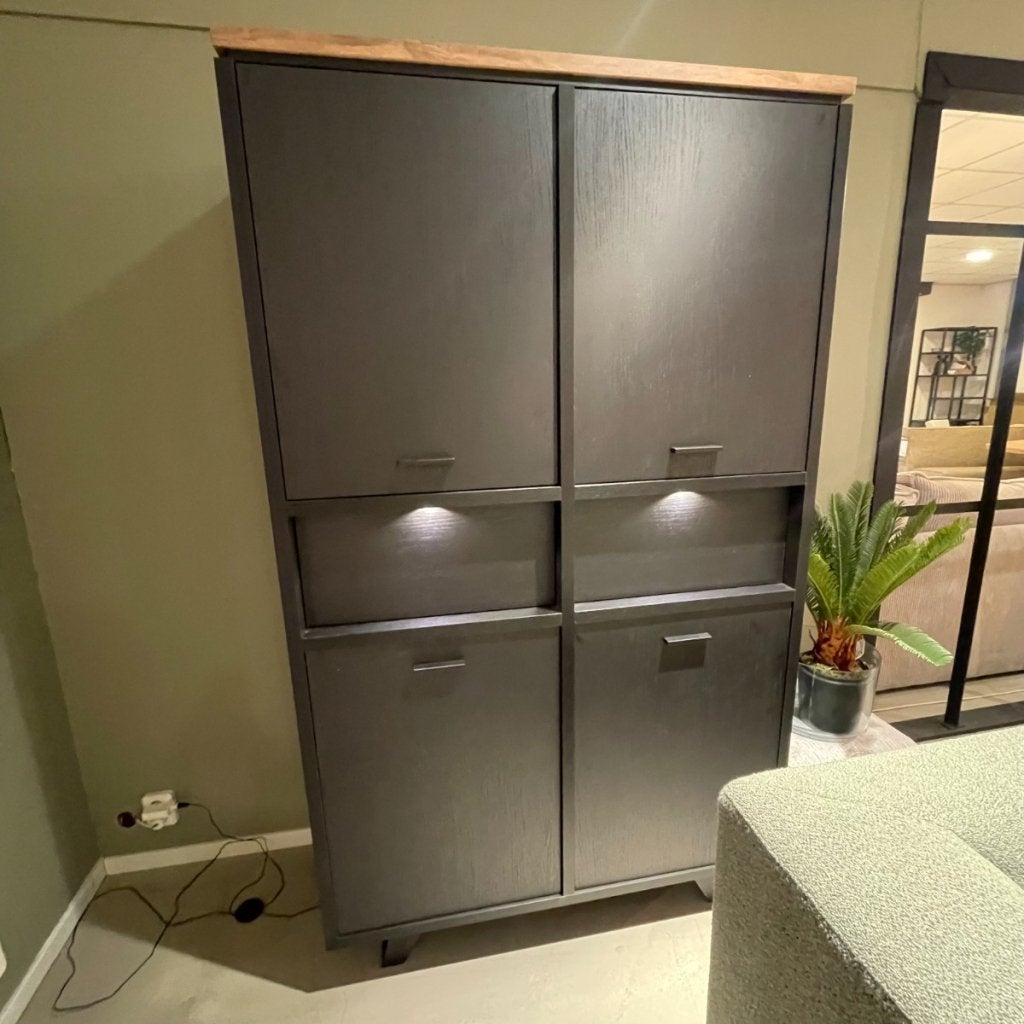 Troia Opbergkast Elegant Black - 4d - 2l - Verlichting -, Huis en Inrichting, Kasten | Buffetkasten, Niet ingevuld, Niet ingevuld