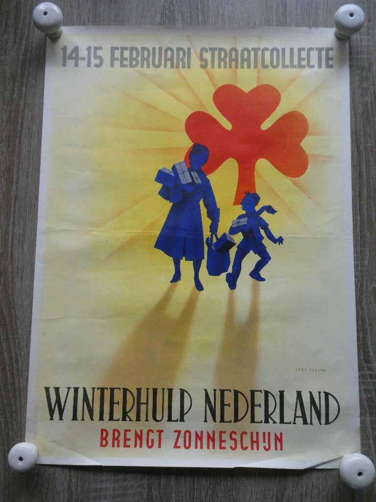 Winterhulp poster 14 -15 Februari 1941, straatcollectie., Verzamelen, Ophalen of Verzenden, Overige soorten, Nederland, Foto of Poster