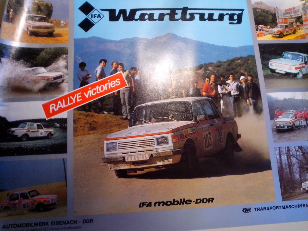 Wartburg Rallye victories 1987 poster IFA VEB Eisenach DDR, Verzamelen, Ophalen of Verzenden, Zo goed als nieuw, Auto's