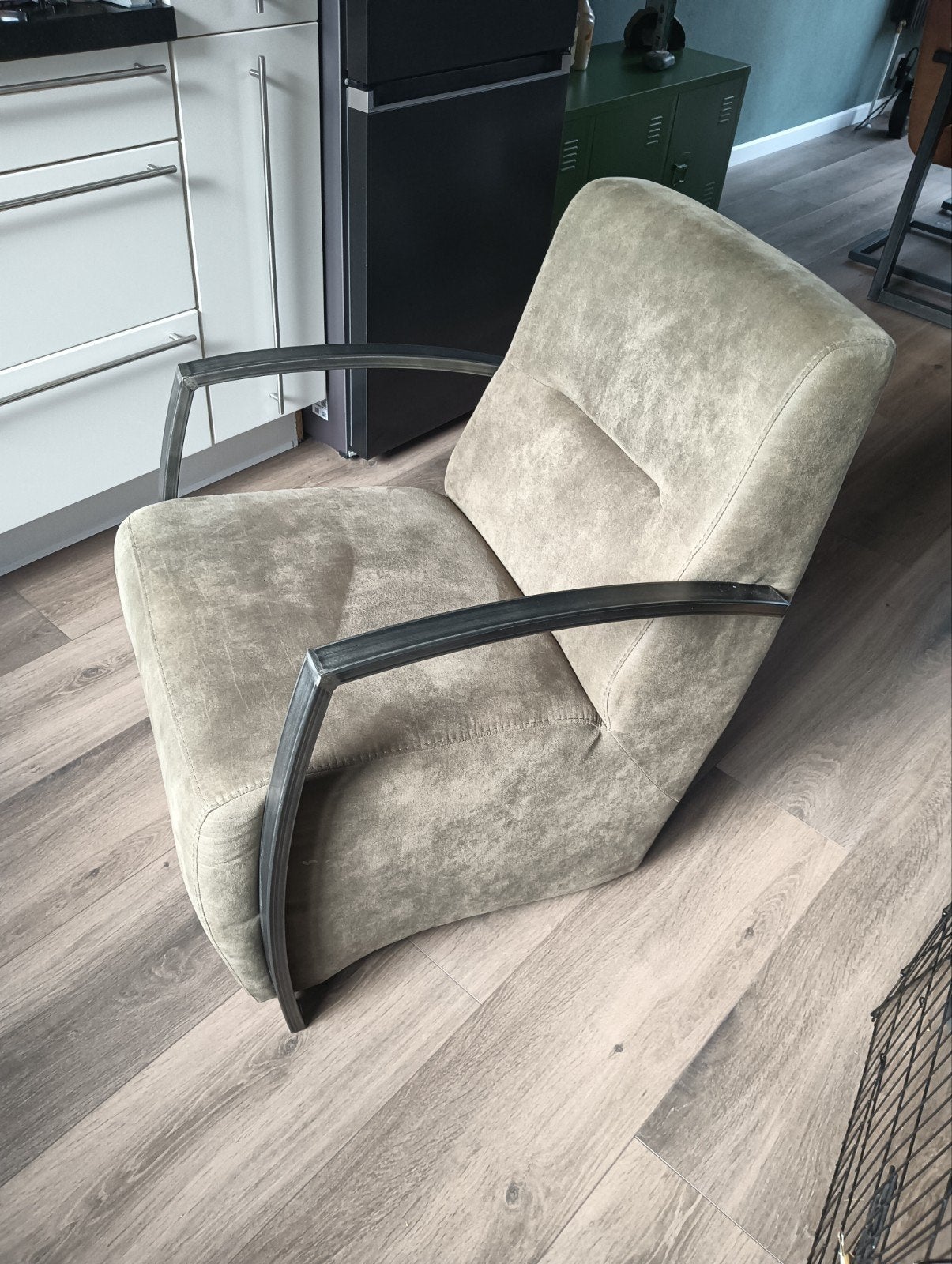 Industriële fauteuil stoel, Huis en Inrichting, Stoelen, Ophalen, Zo goed als nieuw, Eén, Stof