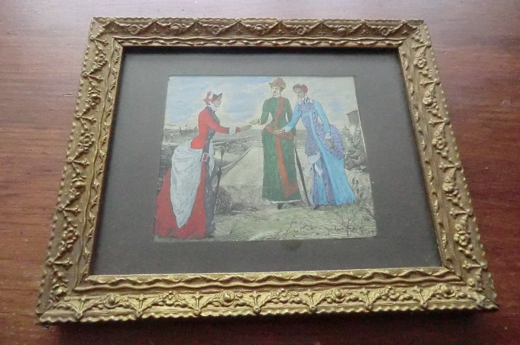 ingekleurde gravure / ets - gesigneerd 'Davidson ..... 1853', Antiek en Kunst, Kunst | Etsen en Gravures, Ophalen of Verzenden