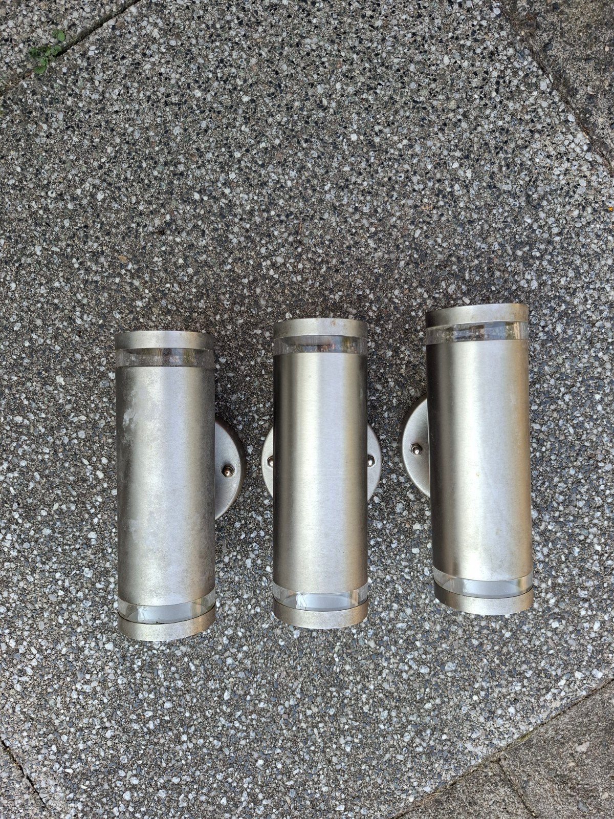 Set van 3 RVS LED buitenlampen, up & downlighter, Ophalen, Gebruikt