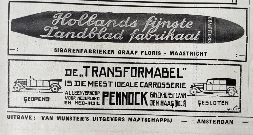 Advertentie van Pennock uit 1924, Ophalen of Verzenden, Gelezen, Overige merken