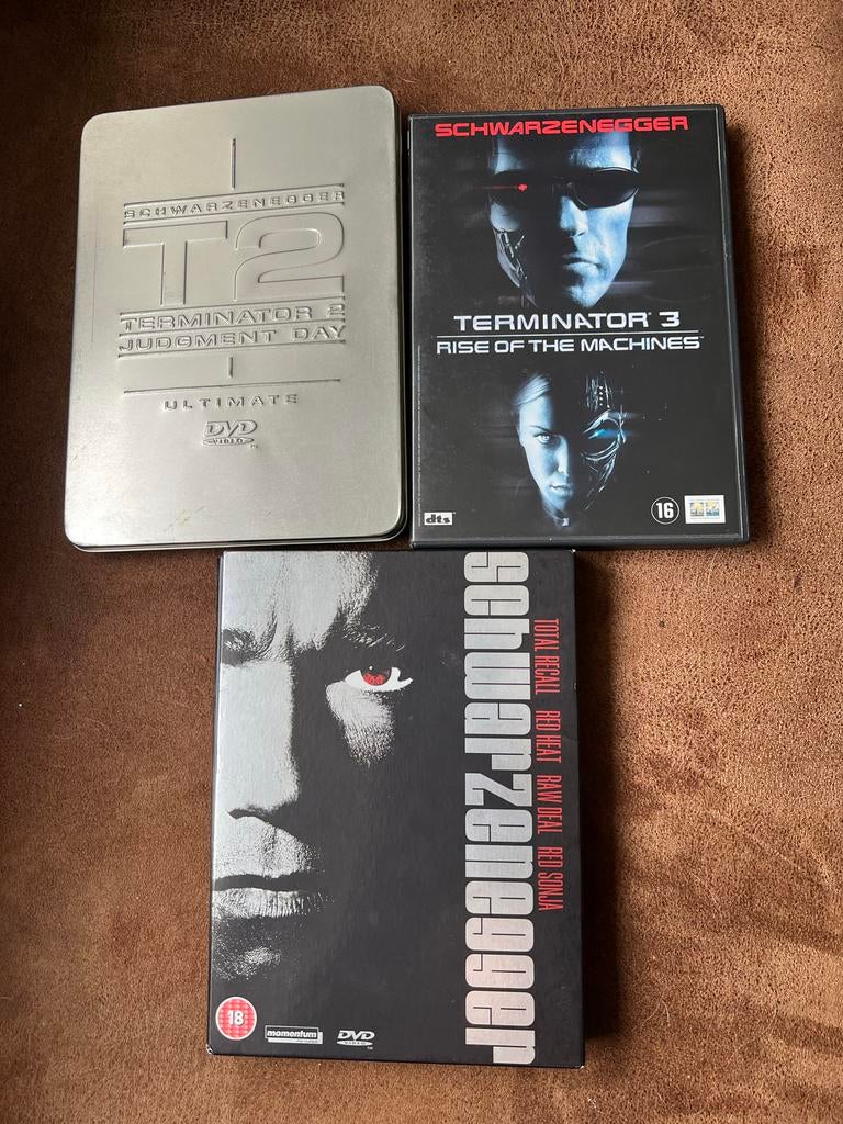 Schwarzenegger DVD Collectie: Terminator 2, 3 en Boxset, Gebruikt, Vanaf 16 jaar, Boxset, Actie